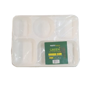 New 5 Compartment Plate (50 Pcs)
