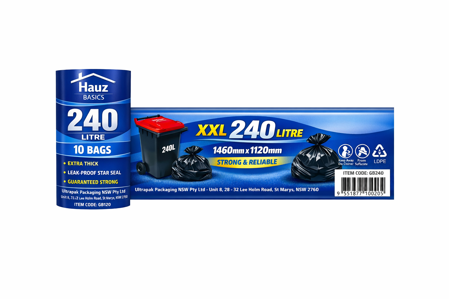 240L Heavy Duty Garbage Bags