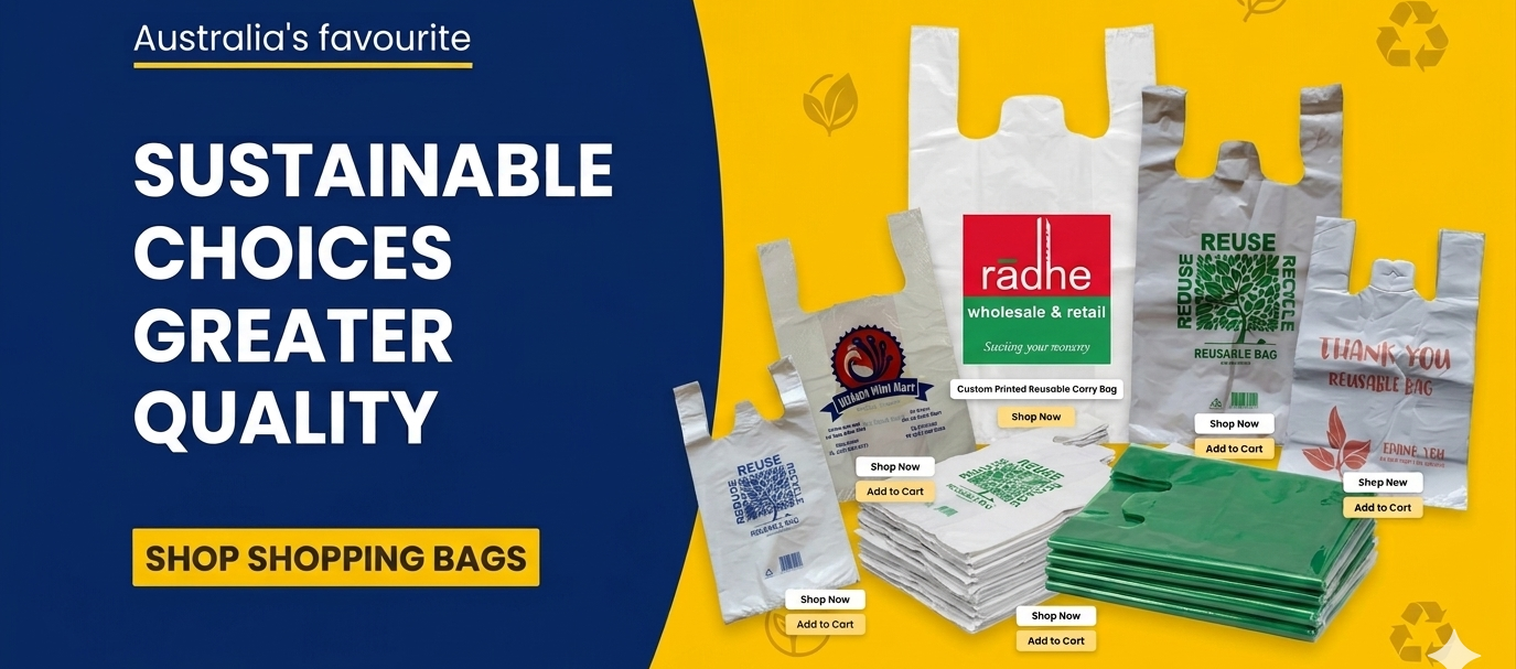 Plastic shopping bags wholesale Australia including retail carry bags, checkout bags, grocery bags, takeaway packaging supplies and commercial packaging products.