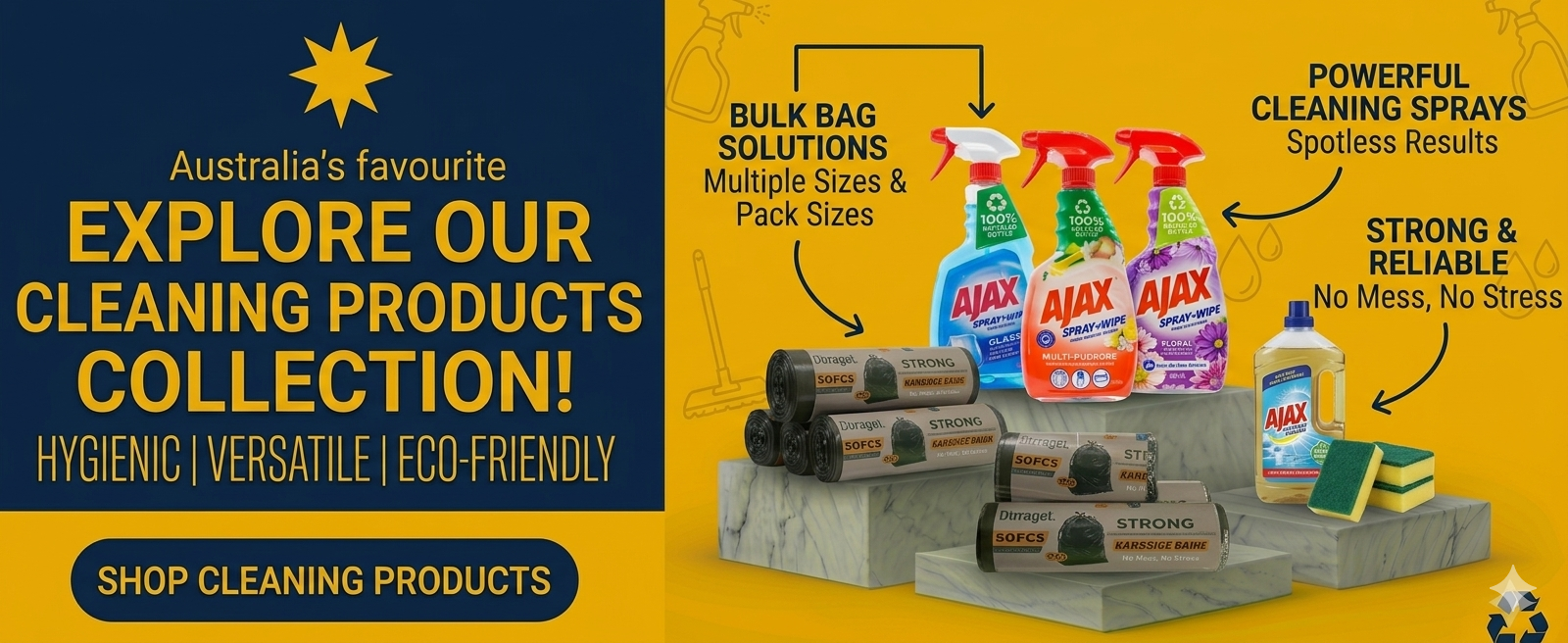 Cleaning products wholesale Australia including household cleaners, commercial cleaning supplies, hygiene products and janitorial essentials.