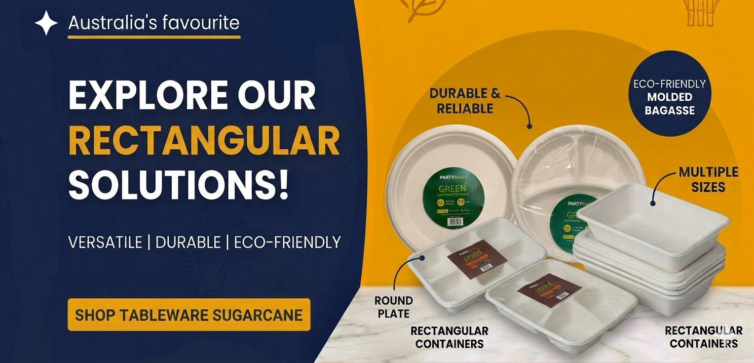 Sugarcane tableware wholesale Australia including compostable plates, biodegradable bowls, eco-friendly trays and sustainable hospitality supplies.