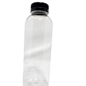 500ml Clear PET Plastic Juice Bottle with Black Tamper-Evident Screw Cap