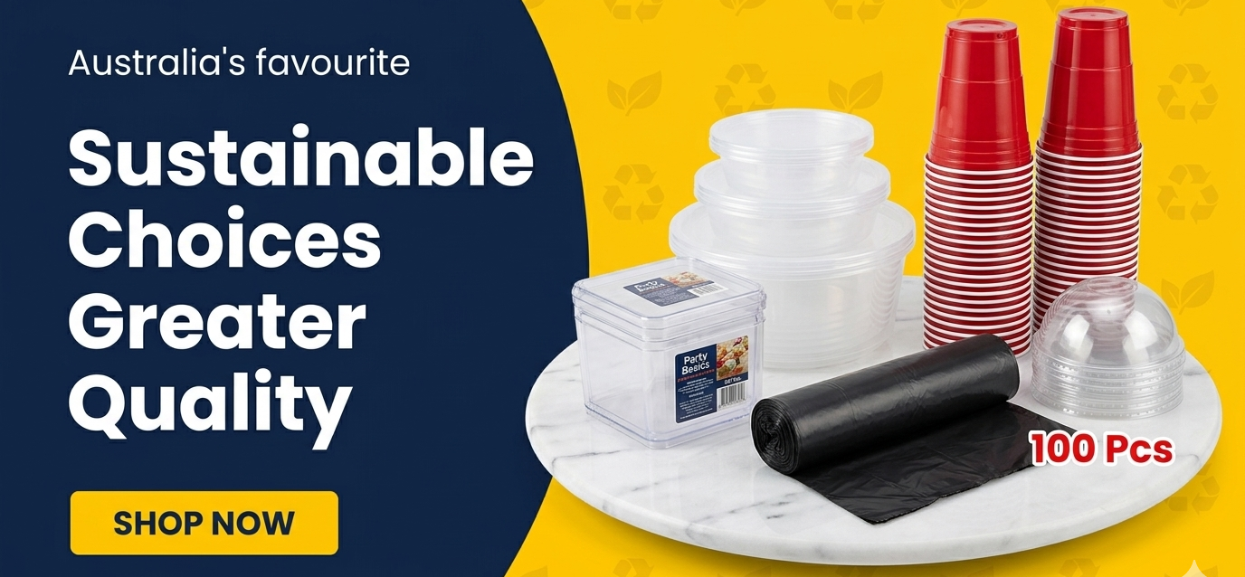 Plastic packaging supplies Australia including plastic bags wholesale, disposable cups, takeaway containers, pallet wrap, food packaging supplies, retail packaging products and industrial packaging solutions.