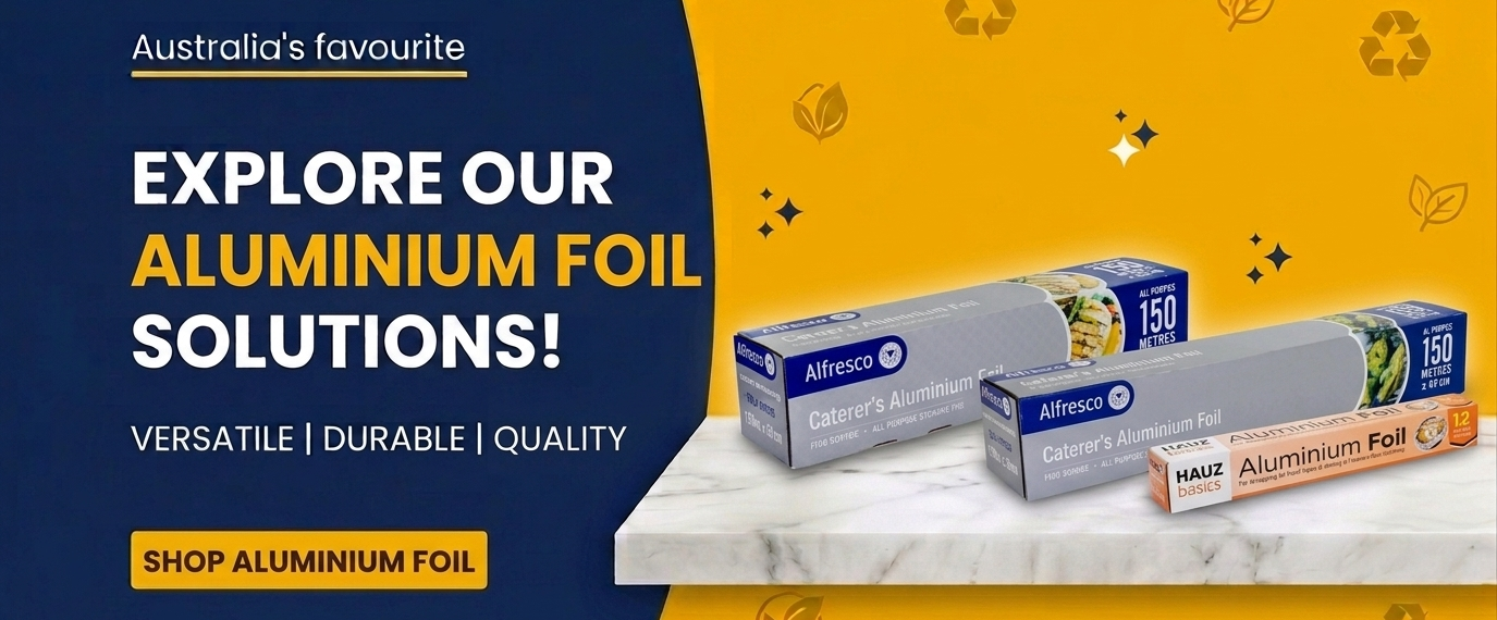 Aluminium foil wholesale Australia including catering foil, food wrapping foil, kitchen foil, commercial foil rolls and food packaging supplies.