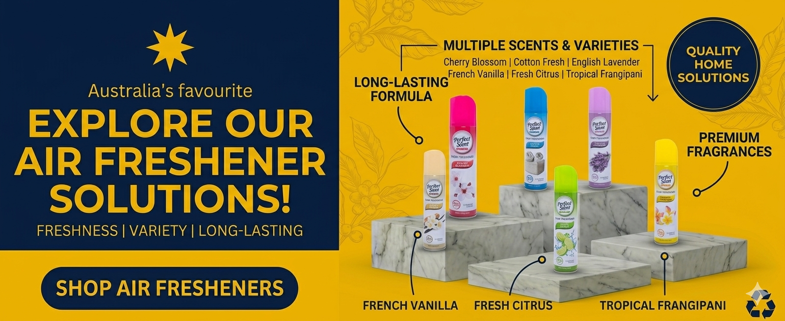 Air fresheners wholesale Australia including room fresheners, odour control products, commercial air fresheners and workplace hygiene solutions.