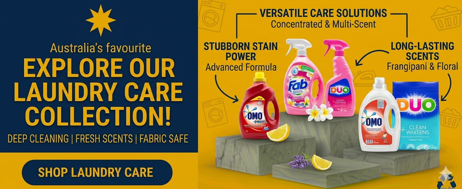Laundry care products wholesale Australia including laundry detergents, fabric care products, stain removers and commercial laundry supplies.