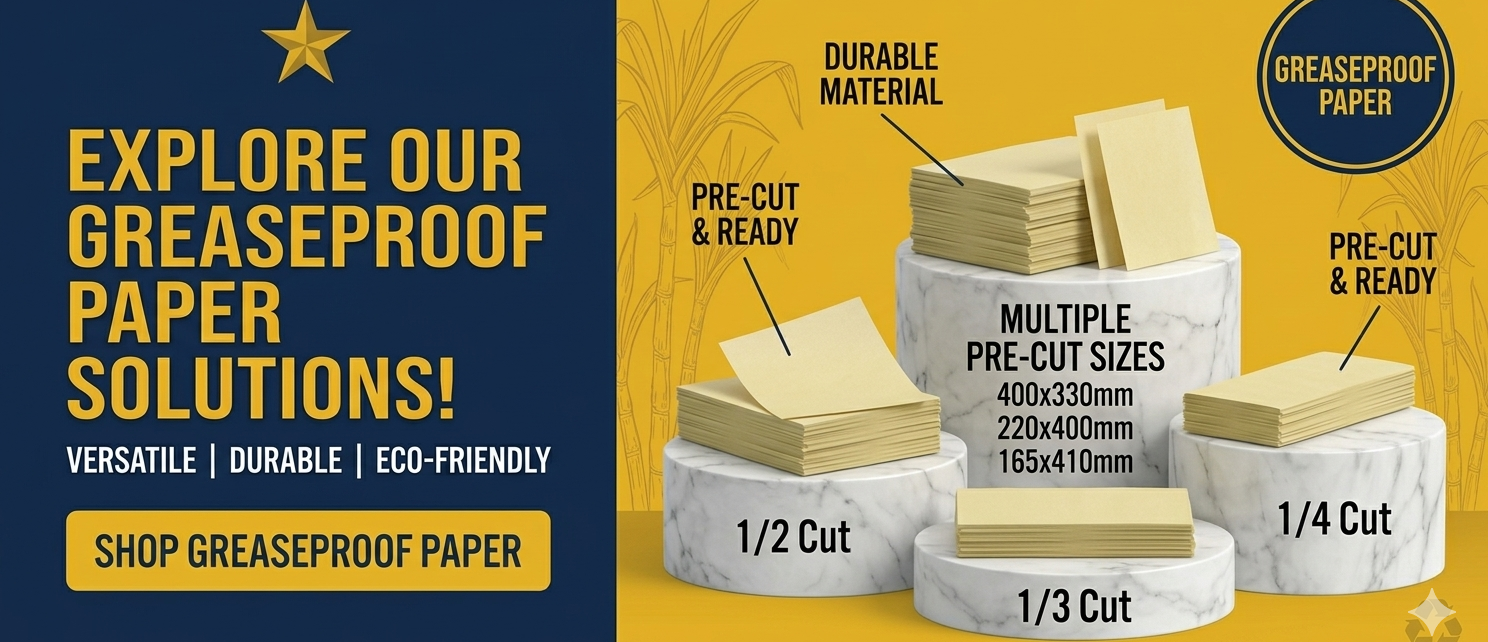 Greaseproof paper wholesale Australia including food wrapping paper, bakery paper, sandwich wrap paper and takeaway packaging supplies.
