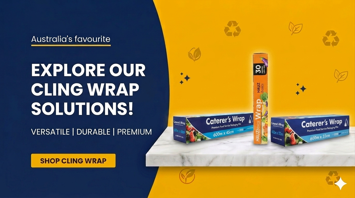 Cling wrap wholesale Australia including food cling film, catering wrap, kitchen wrap, food storage film and hospitality packaging supplies.