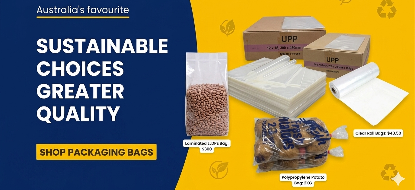 Packaging bags wholesale Australia including food packaging bags, retail packaging bags, industrial packaging bags, takeaway packaging supplies and commercial packaging products.