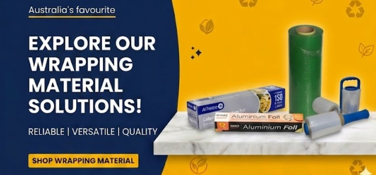 Wrapping material wholesale Australia including stretch wrap, pallet wrap, protective wrapping film, industrial packaging supplies and warehouse packaging solutions.