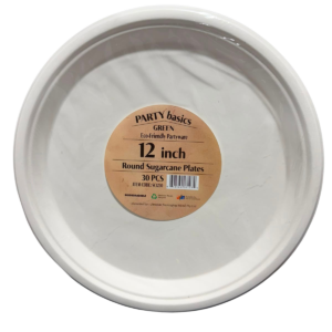 12" (300mm) Round Sugarcane Plate 30 Pcs x 10 Pks
