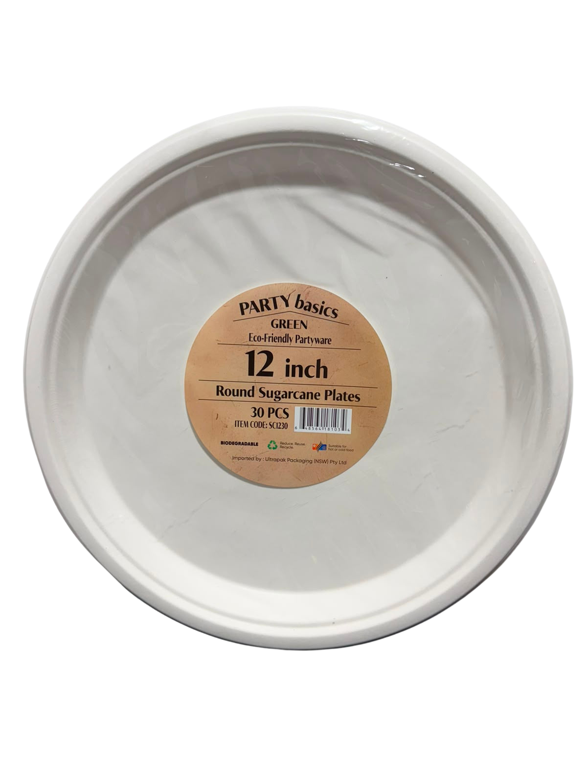 12″ (300mm) Round Sugarcane Plate 30 Pcs x 10 Pks