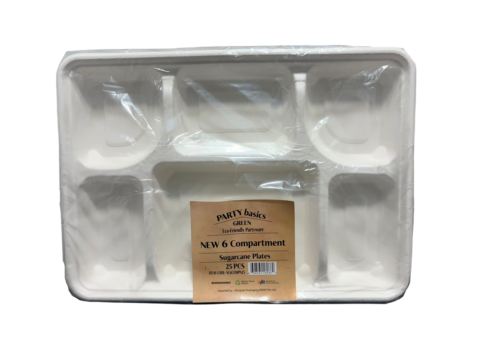 New 6 Compartment plates (25 Pcs x 10 Pks)